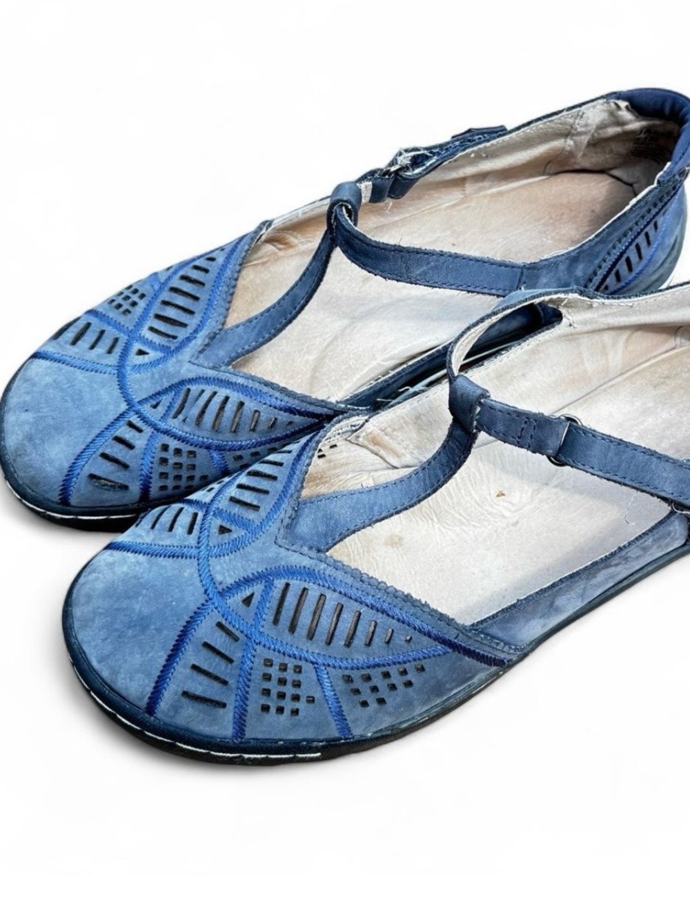 Jambu Women's Denim Bridget Mary Jane T-Strap Laser-Cut Ballet Flats Size 11